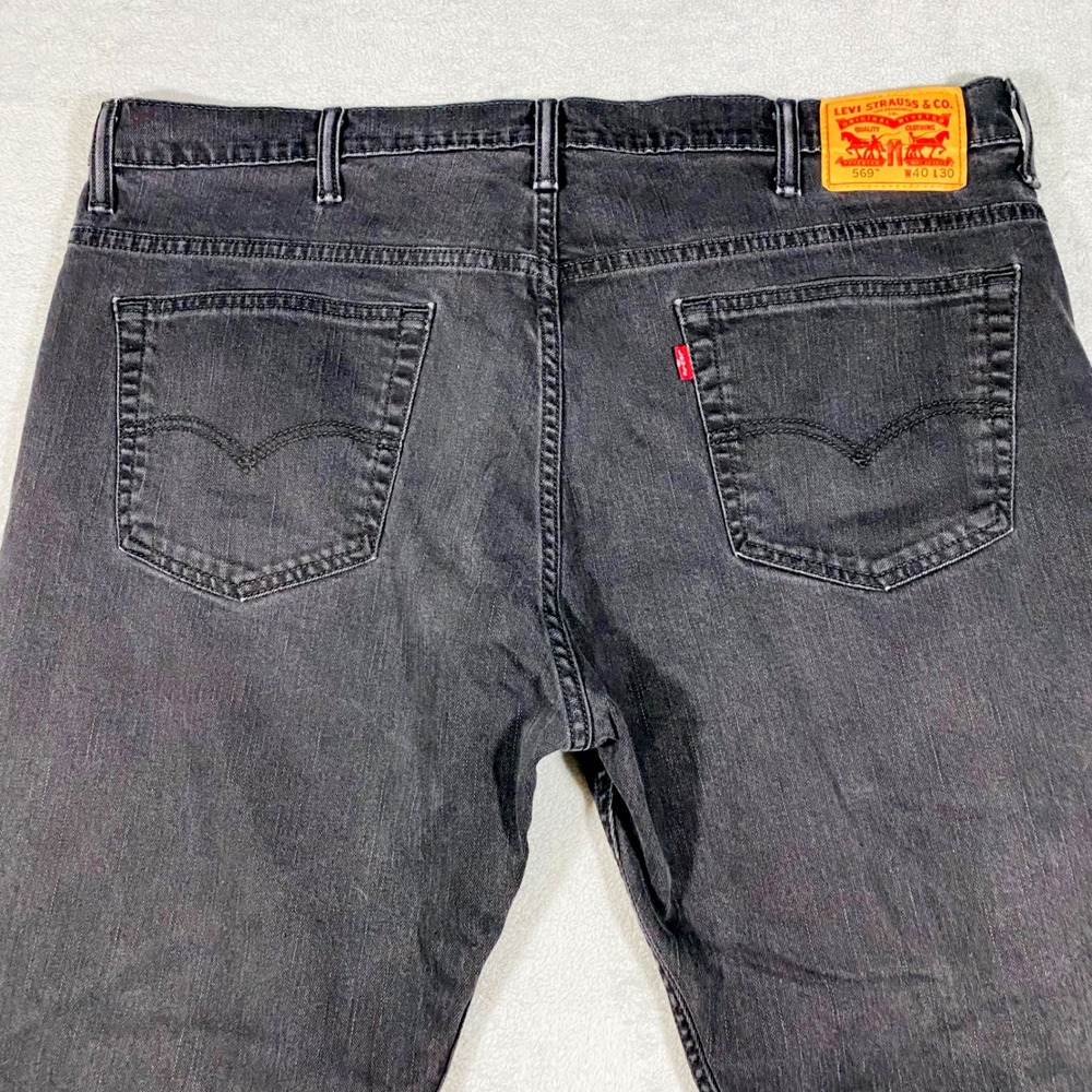 Levi's 569 Loose Straight Jeans Mens 40x30 Black Faded Denim 00569-0125 - Picture 15 of 16